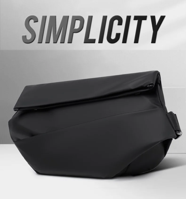 Men's Functional Crossbody Bag Waterproof Messenger Bag with Magnetic Buckle Large Capacity Chest Bag for Daily Commute&Cycling