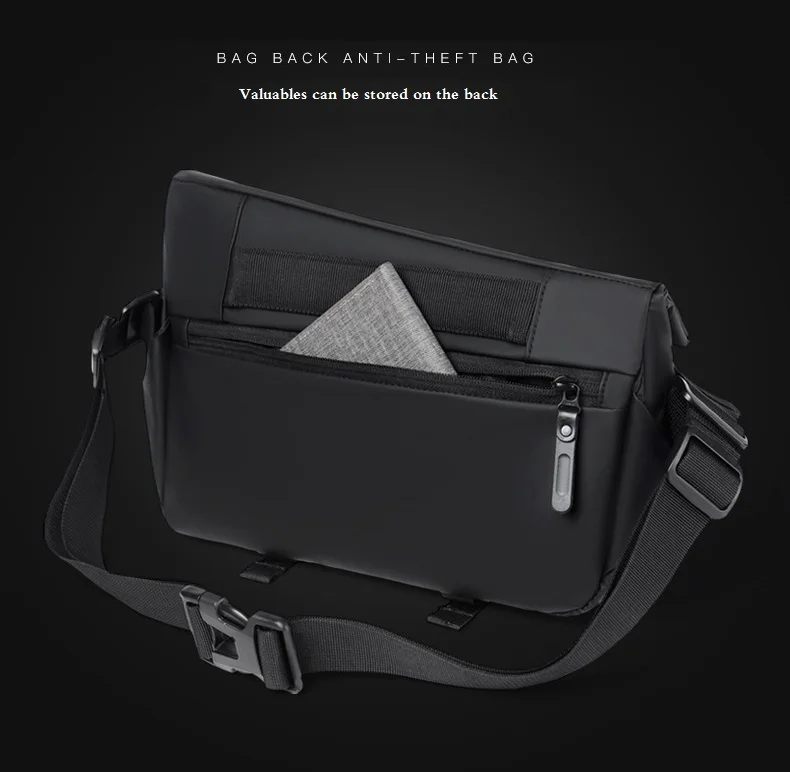 Men's Functional Crossbody Bag Waterproof Messenger Bag with Magnetic Buckle Large Capacity Chest Bag for Daily Commute&Cycling