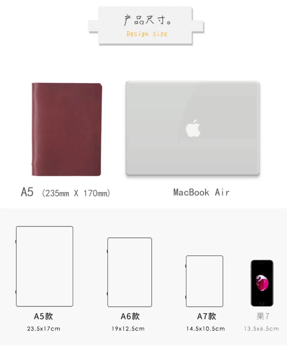 AIGUONIU Vintage Rings Binder Notebook A7 Size Daily Planner Journal Sketchbook For Drawing Stationery