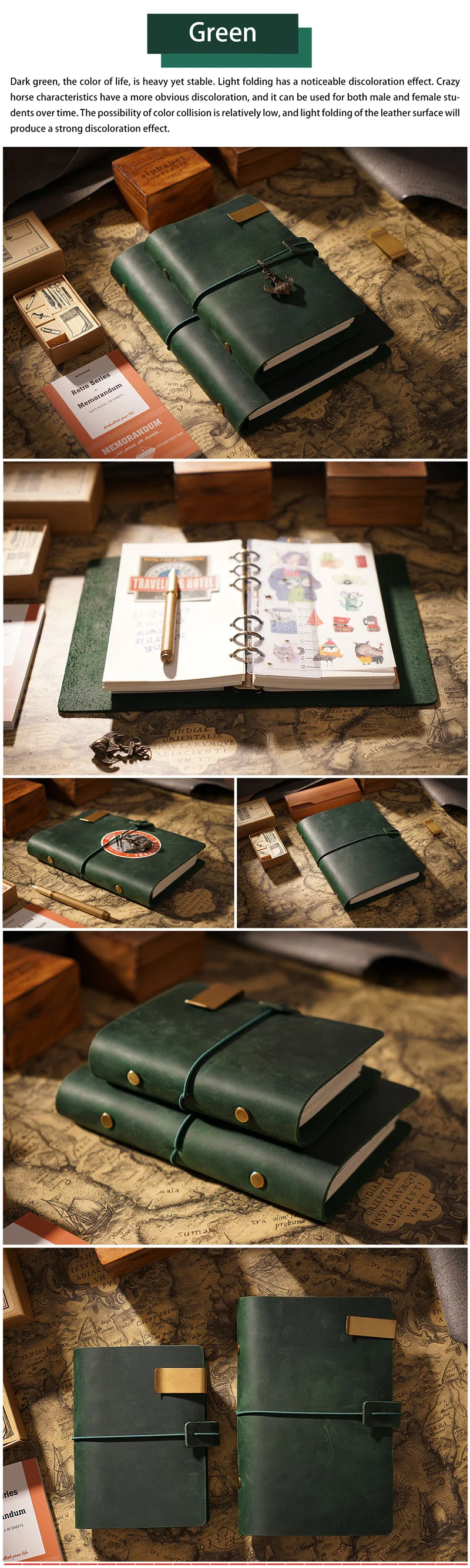 AIGUONIU Vintage Rings Binder Notebook A7 Size Daily Planner Journal Sketchbook For Drawing Stationery