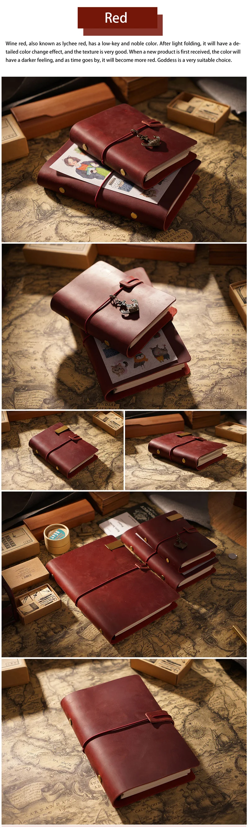 AIGUONIU Vintage Rings Binder Notebook A7 Size Daily Planner Journal Sketchbook For Drawing Stationery