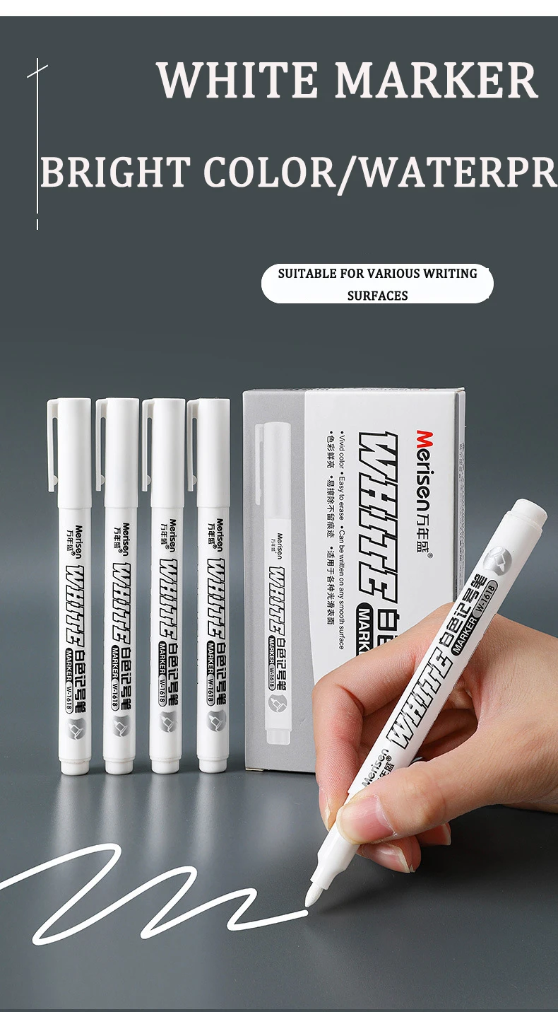 1/5pcs White Permanent Paint Pen Fine Head White Marker 1mm Quick-Drying Oil Waterproof Graffiti Pens Tire Fabric Wood Painting
