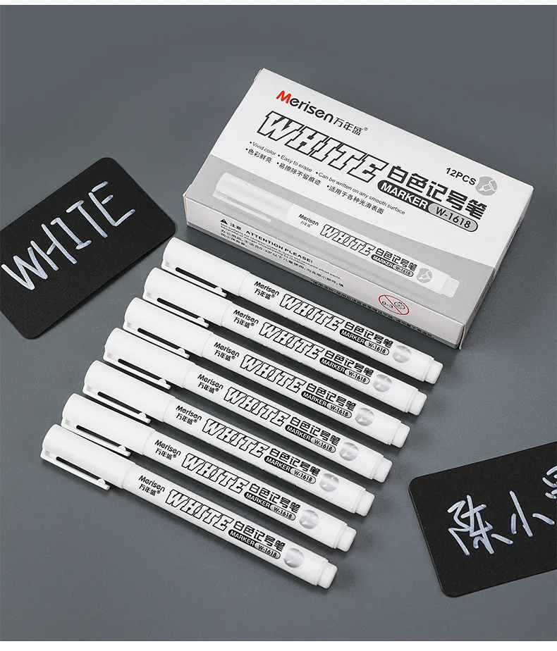 1/5pcs White Permanent Paint Pen Fine Head White Marker 1mm Quick-Drying Oil Waterproof Graffiti Pens Tire Fabric Wood Painting