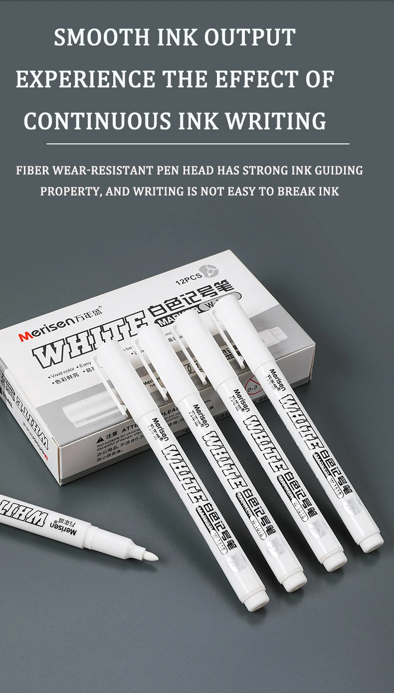 1/5pcs White Permanent Paint Pen Fine Head White Marker 1mm Quick-Drying Oil Waterproof Graffiti Pens Tire Fabric Wood Painting