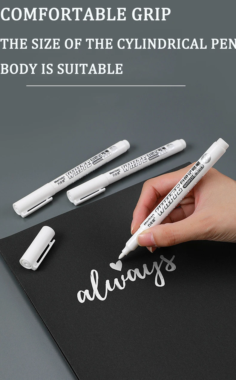 1/5pcs White Permanent Paint Pen Fine Head White Marker 1mm Quick-Drying Oil Waterproof Graffiti Pens Tire Fabric Wood Painting