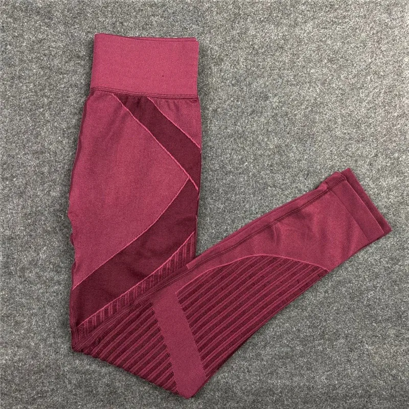 Rooftrellen 20%Spandex Hollow Mesh Leggings Women Seamless Knitted Leggings High Waist Stripe Pants Slim Push Up Fitness Leggins