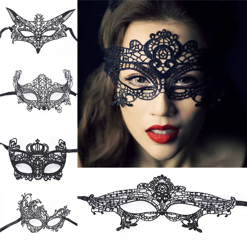 Fashion Mask Sexy Black Lace Hollow Mask Goggles Nightclub Queen Female Sex Lingerie Cutout Eye Masks for Masquerade
