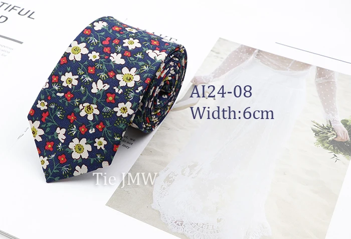 Cotton Floral Ties For Men Casual Slim Neckties Skinny Wedding Party Business Daily Neckwear Tie Dress Accessories Gift For Man