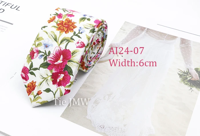 Cotton Floral Ties For Men Casual Slim Neckties Skinny Wedding Party Business Daily Neckwear Tie Dress Accessories Gift For Man