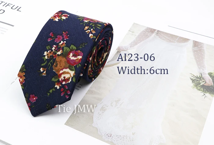 Cotton Floral Ties For Men Casual Slim Neckties Skinny Wedding Party Business Daily Neckwear Tie Dress Accessories Gift For Man