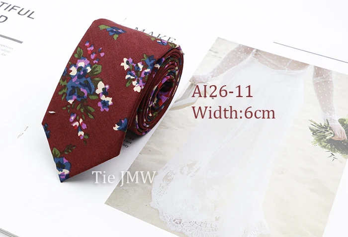 Cotton Floral Ties For Men Casual Slim Neckties Skinny Wedding Party Business Daily Neckwear Tie Dress Accessories Gift For Man