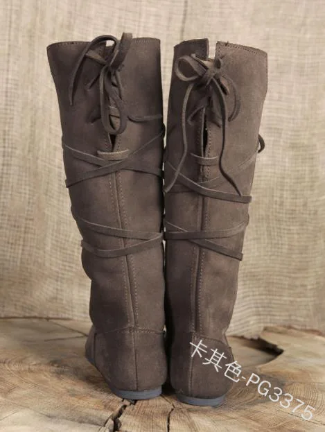 Medieval Vicking Costume Retro Men Knight Boots Larp Shoes PU Leather Nordic Warrior Cosplay Fancy Carnival Party Anime Shoes