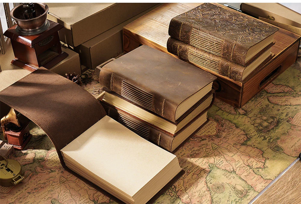 High quality vintage Handmade notebook Original Sketch organizer Retro Leather Notepad environmental paper Creative Notebook