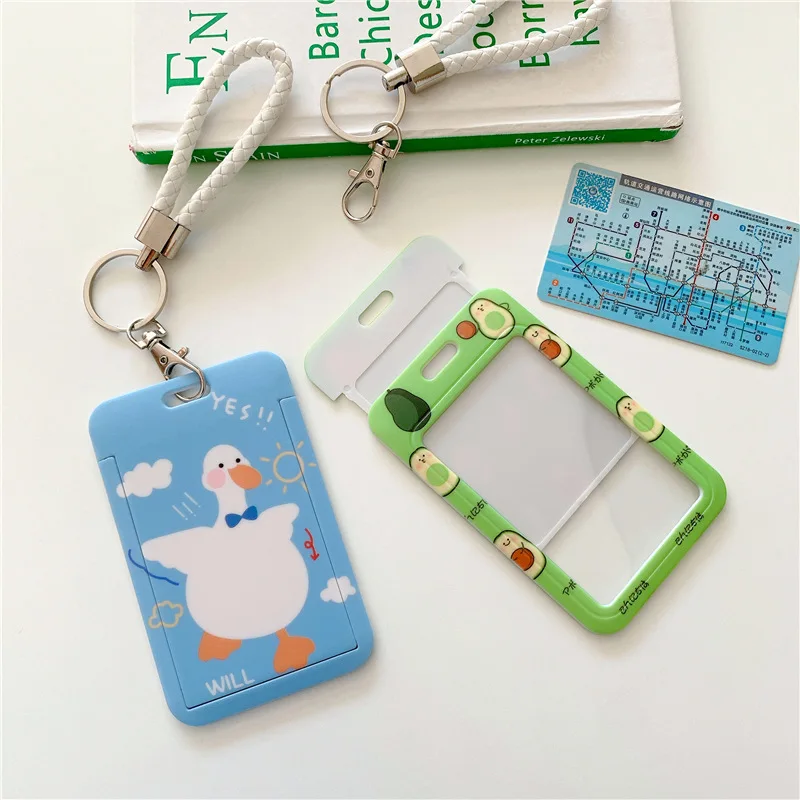 1Pc Women Men Business Card Holder Cartoon Cute Retractable Credit Card Holders Bank ID Holders Badge Child Bus Card Cover Case