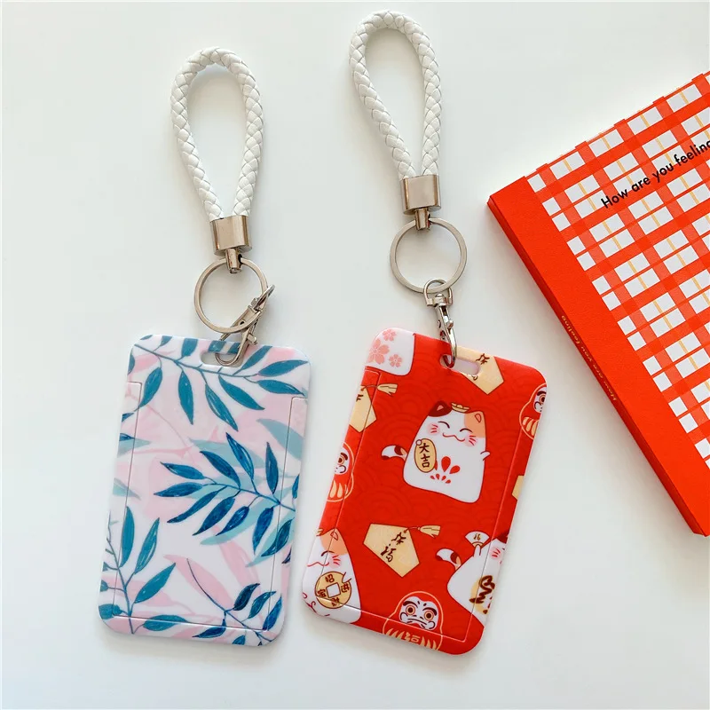 1Pc Women Men Business Card Holder Cartoon Cute Retractable Credit Card Holders Bank ID Holders Badge Child Bus Card Cover Case