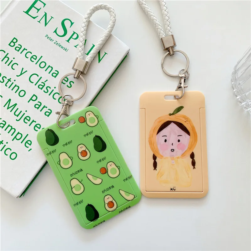 1Pc Women Men Business Card Holder Cartoon Cute Retractable Credit Card Holders Bank ID Holders Badge Child Bus Card Cover Case