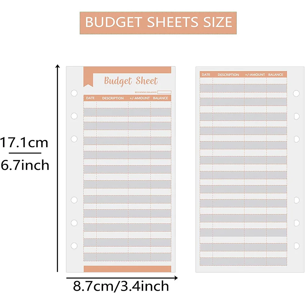 A5 A6 A7 Binder Budget Planner Organizer 6 Ring Binder Envelopes Pockets And 12 Pieces Expense Budget Sheets