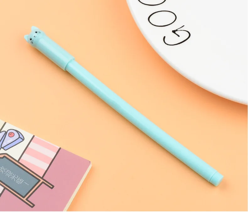 10Pcs/Lot Cute Cat Gel Pen Kawaii Kitten Neutral Pen 0.38mm Black Gel Ink Pens School Writing Stationery Office Supplies Gift