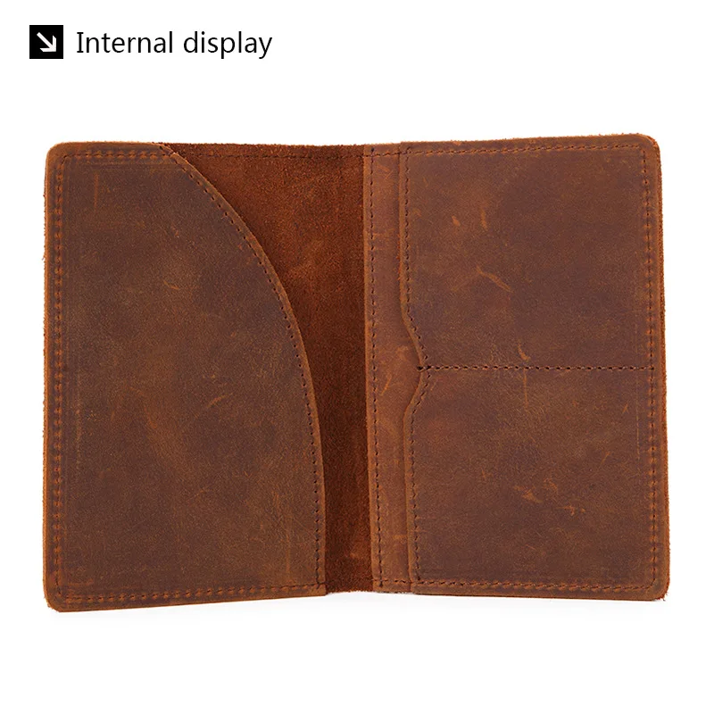 Genuine Leather Crazy Horse Passport Cover Men Wallet ID Credit Card Case Vintage Male Passport Holder for Men Slim Document