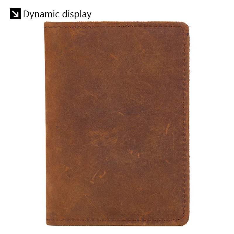 Genuine Leather Crazy Horse Passport Cover Men Wallet ID Credit Card Case Vintage Male Passport Holder for Men Slim Document