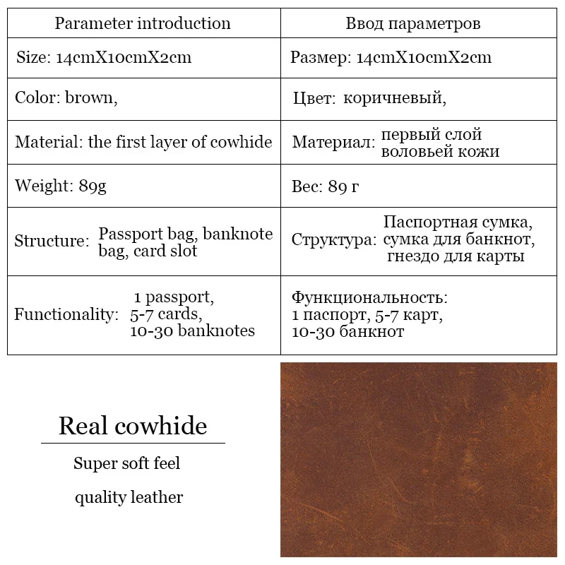 Genuine Leather Crazy Horse Passport Cover Men Wallet ID Credit Card Case Vintage Male Passport Holder for Men Slim Document