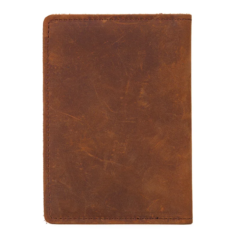 Genuine Leather Crazy Horse Passport Cover Men Wallet ID Credit Card Case Vintage Male Passport Holder for Men Slim Document