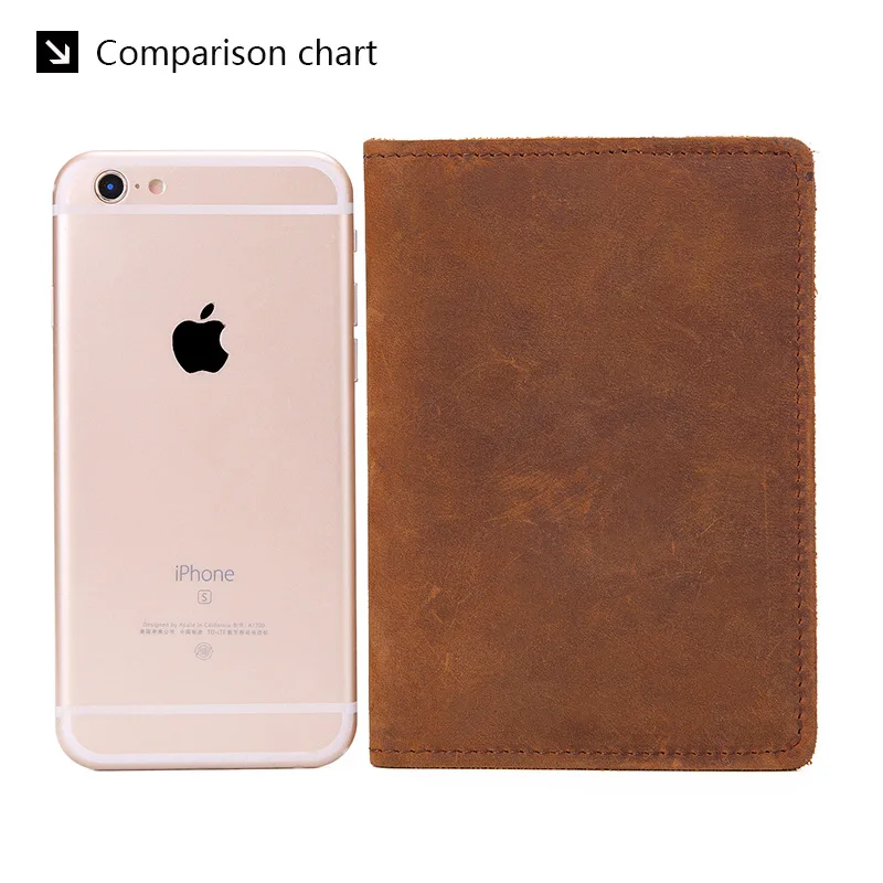 Genuine Leather Crazy Horse Passport Cover Men Wallet ID Credit Card Case Vintage Male Passport Holder for Men Slim Document