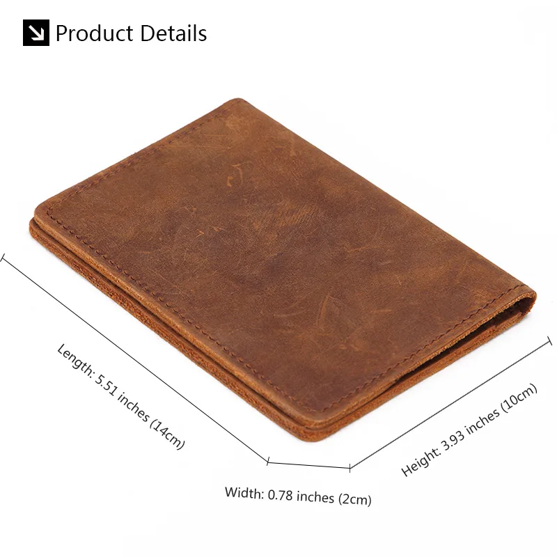 Genuine Leather Crazy Horse Passport Cover Men Wallet ID Credit Card Case Vintage Male Passport Holder for Men Slim Document