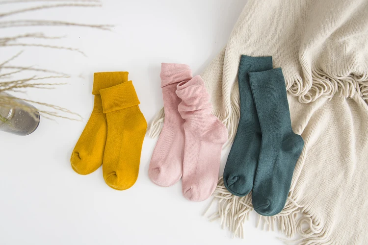 Japanese Style High School Girls High Socks Cotton Solid Color Loose Long Socks Cotton Knitting Black White Coffee Women's Socks