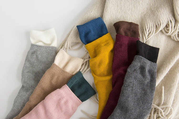 Japanese Style High School Girls High Socks Cotton Solid Color Loose Long Socks Cotton Knitting Black White Coffee Women's Socks