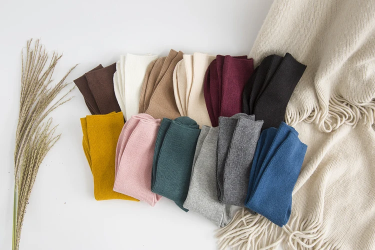 Japanese Style High School Girls High Socks Cotton Solid Color Loose Long Socks Cotton Knitting Black White Coffee Women's Socks