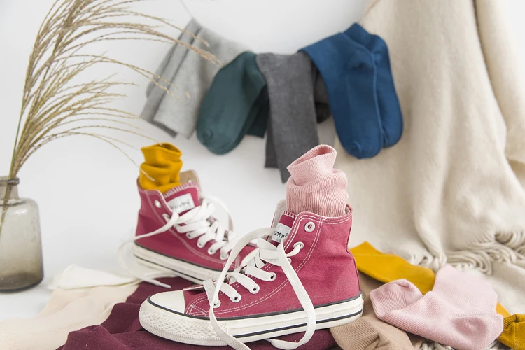 Japanese Style High School Girls High Socks Cotton Solid Color Loose Long Socks Cotton Knitting Black White Coffee Women's Socks