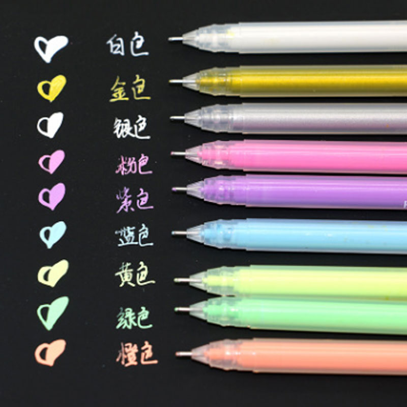 3/9Pcs/set 0.6mm White Gold Silver Ink Color Photo Album Gel Pen Stationery Office Cute Scrapbooking Large Capacity Pen for Kids