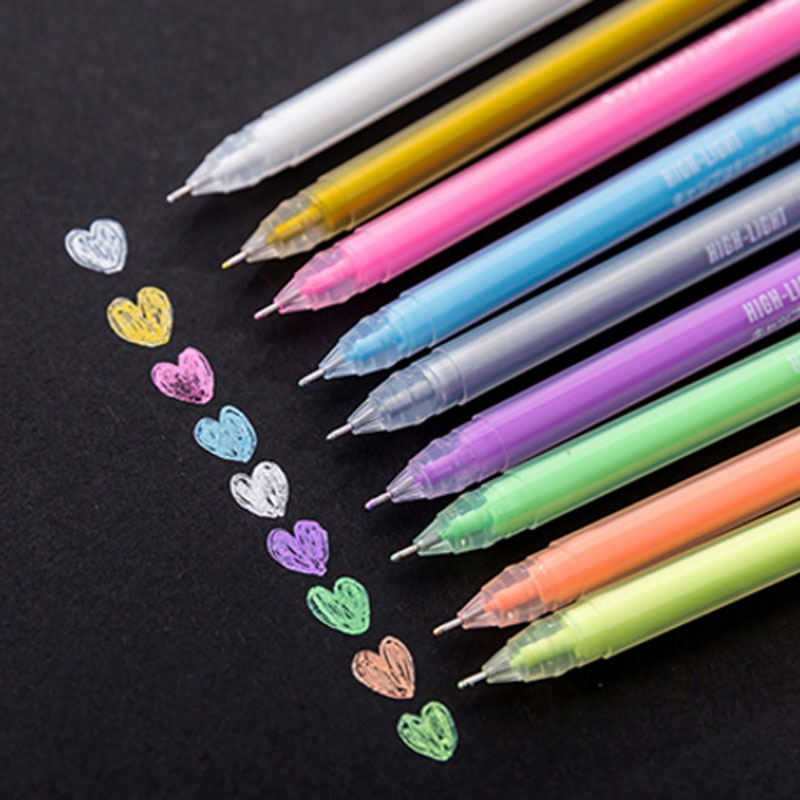 3/9Pcs/set 0.6mm White Gold Silver Ink Color Photo Album Gel Pen Stationery Office Cute Scrapbooking Large Capacity Pen for Kids