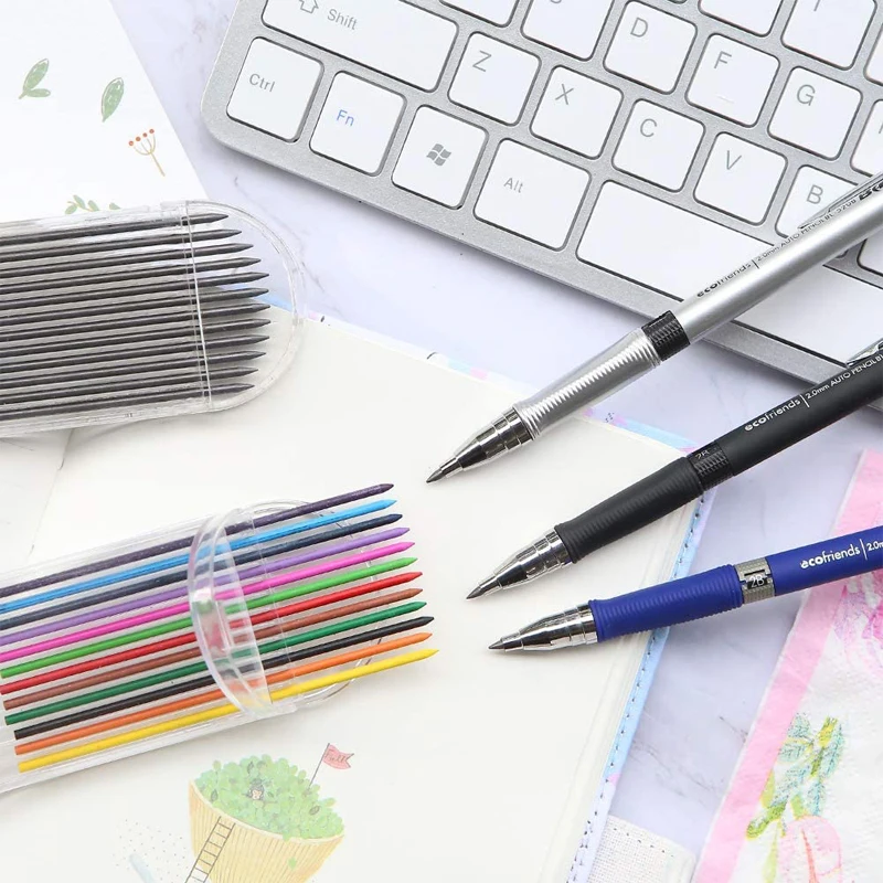 2.0MM Mechanical Pencil Set 2B Automatic Pencils Lápices with Color/black Lead Core for Art Sketch Write Handicraft