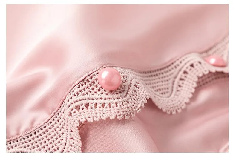 Casual Pajamas Set Satin Sexy Women 2 Piece Sleepwear Silky Pyjamas Loungewear Solid Nightwear Spring New Bathrobe Shirt&Pants