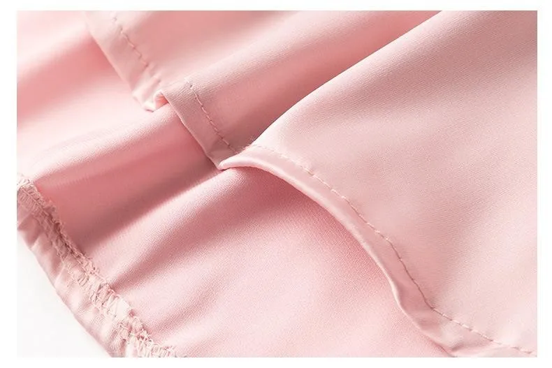 Casual Pajamas Set Satin Sexy Women 2 Piece Sleepwear Silky Pyjamas Loungewear Solid Nightwear Spring New Bathrobe Shirt&Pants
