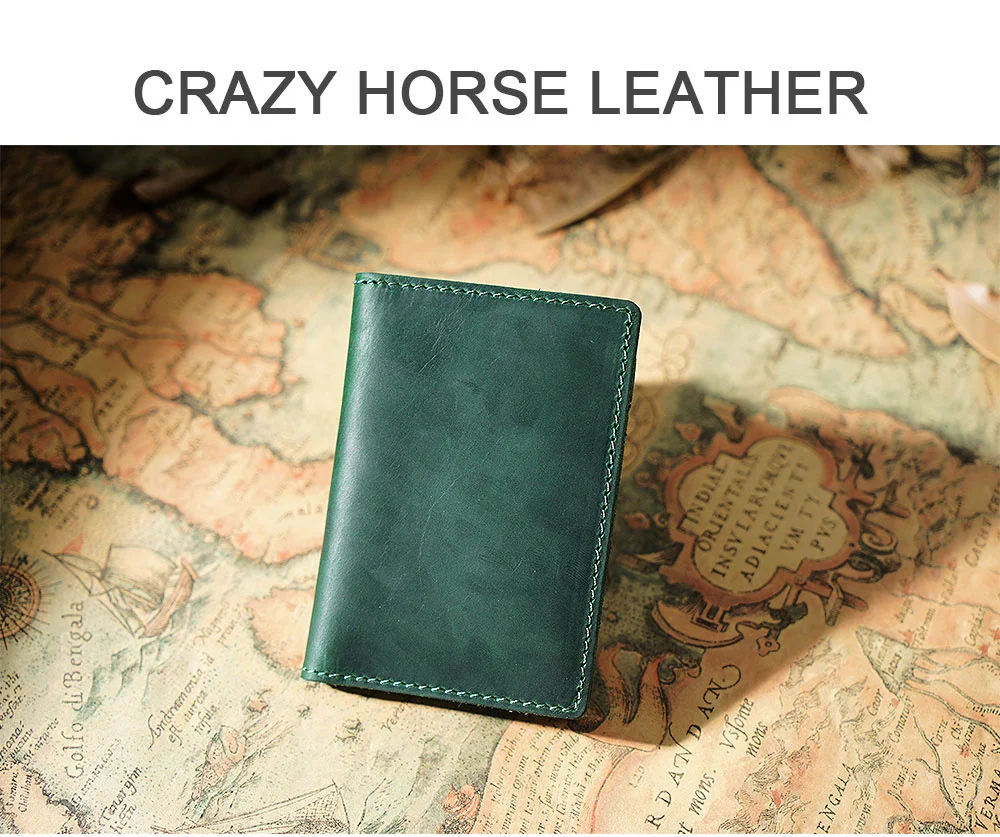 AIGUONIU Credit ID Card Holder Vintage Design Crazy Horse Leather Customized Business Men Women Wallet