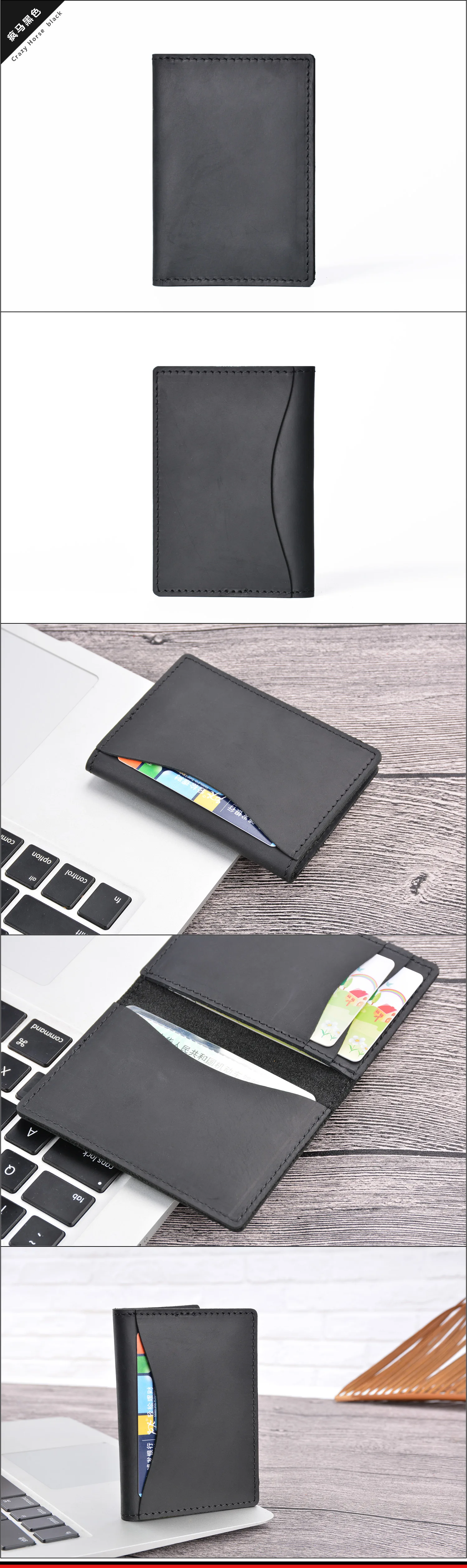 AIGUONIU Credit ID Card Holder Vintage Design Crazy Horse Leather Customized Business Men Women Wallet