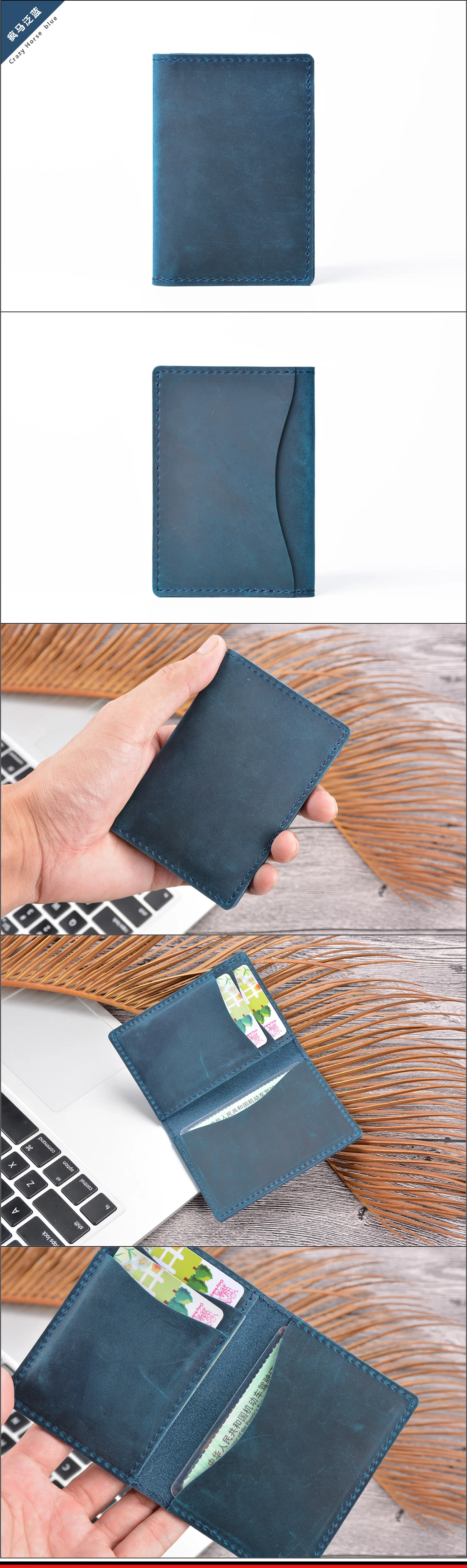 AIGUONIU Credit ID Card Holder Vintage Design Crazy Horse Leather Customized Business Men Women Wallet