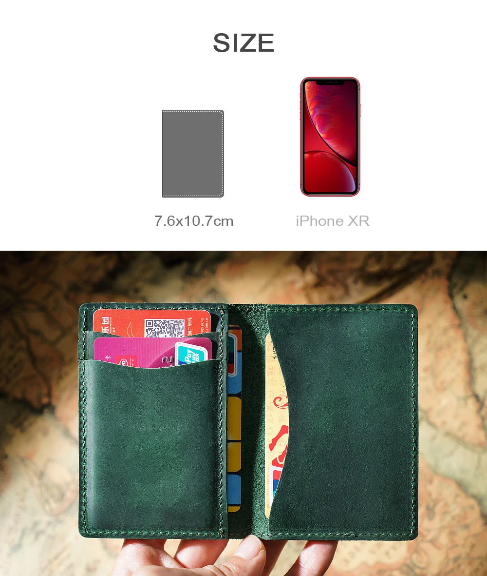 AIGUONIU Credit ID Card Holder Vintage Design Crazy Horse Leather Customized Business Men Women Wallet