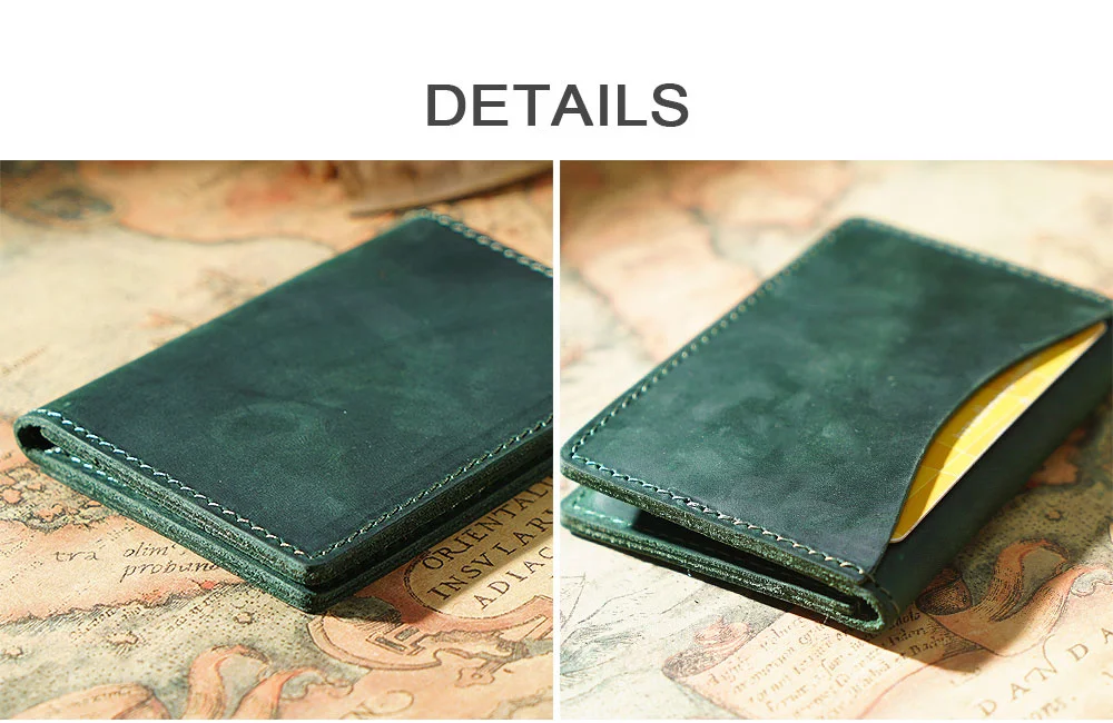 AIGUONIU Credit ID Card Holder Vintage Design Crazy Horse Leather Customized Business Men Women Wallet