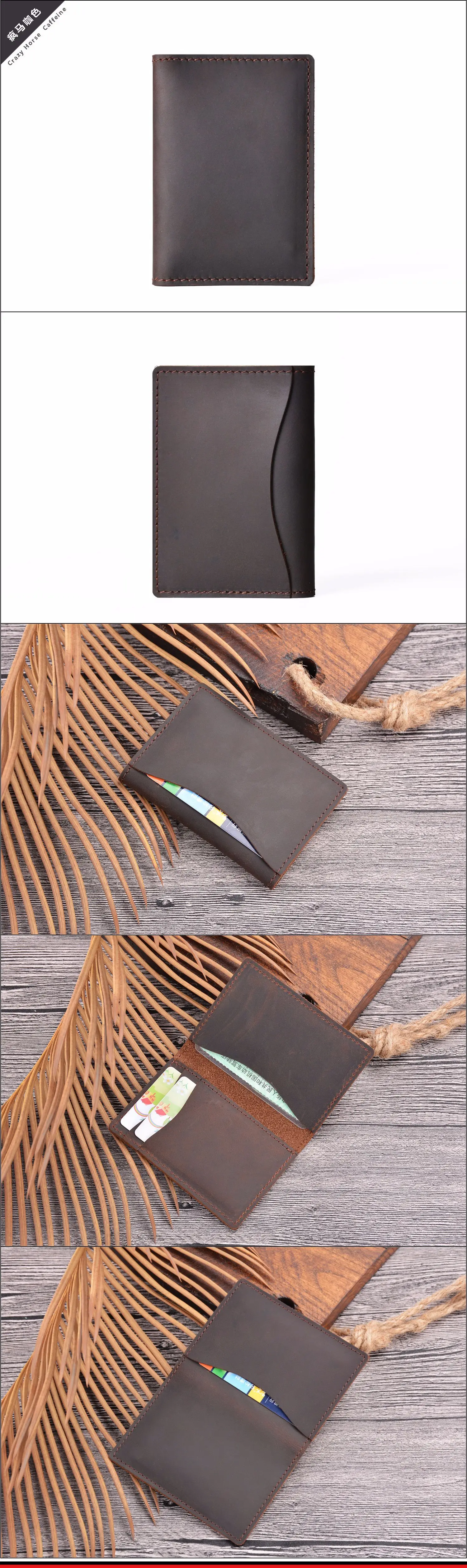 AIGUONIU Credit ID Card Holder Vintage Design Crazy Horse Leather Customized Business Men Women Wallet
