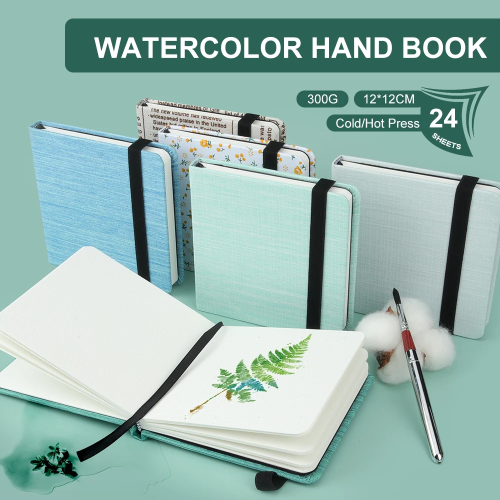 SeamiArt Potentate Mini Square Watercolor Journal Drawing Notebook Sketch Pad 100% Cotton 300gsm Hot Cold Press