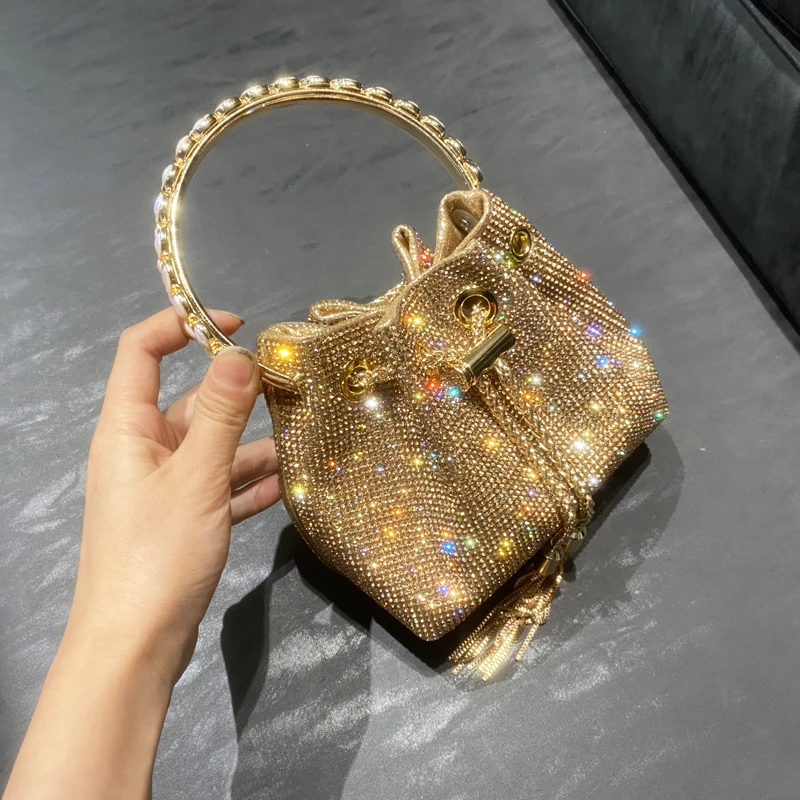 purses and handbags bags for women luxury Designer bucket clutch purse evening banquet bag Crystal rhinestone shoulder bag