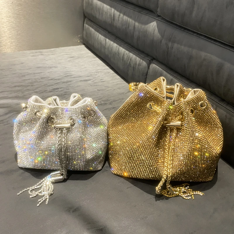 purses and handbags bags for women luxury Designer bucket clutch purse evening banquet bag Crystal rhinestone shoulder bag
