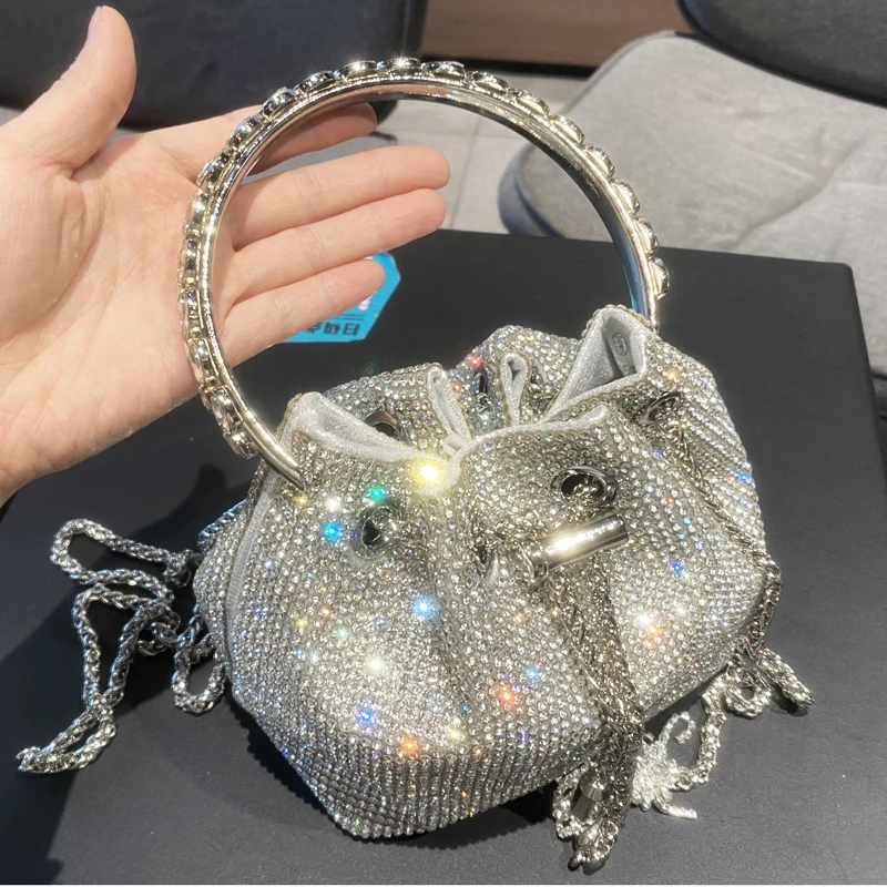 purses and handbags bags for women luxury Designer bucket clutch purse evening banquet bag Crystal rhinestone shoulder bag