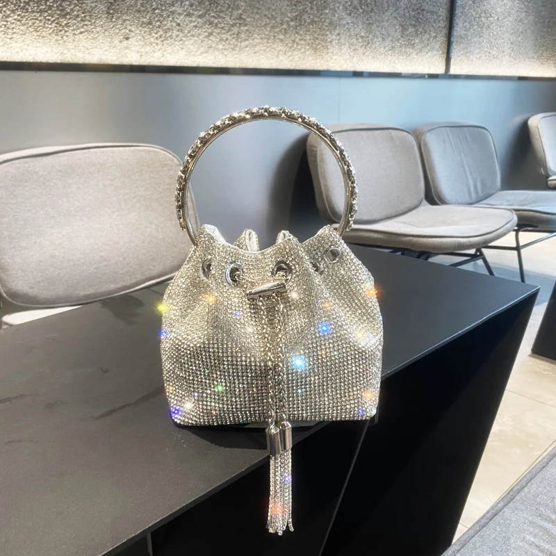 purses and handbags bags for women luxury Designer bucket clutch purse evening banquet bag Crystal rhinestone shoulder bag