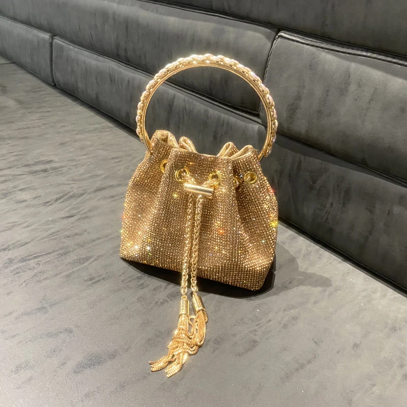 purses and handbags bags for women luxury Designer bucket clutch purse evening banquet bag Crystal rhinestone shoulder bag