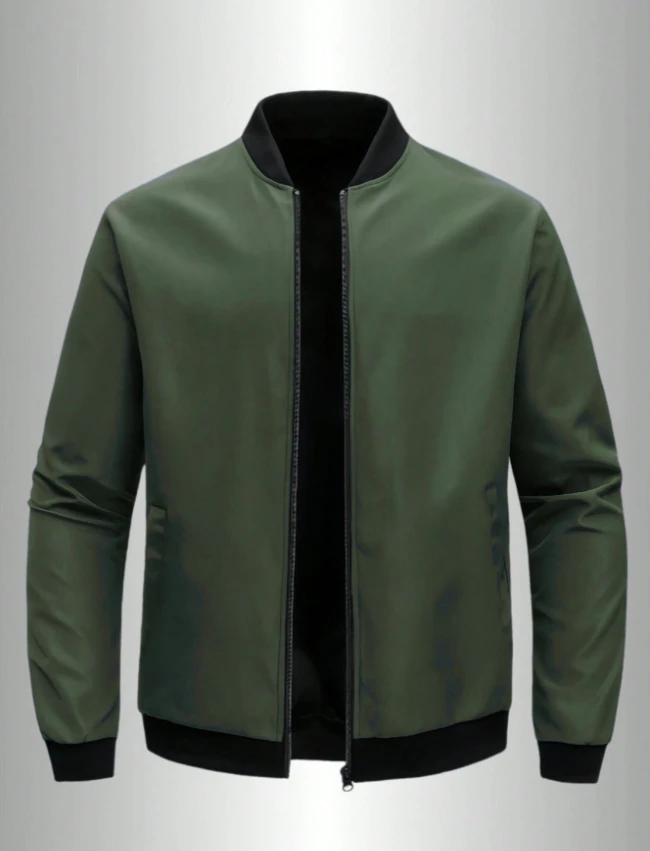 2024 Spring and Autumn New Baseball Collar Short Loose Solid Color Jacket Men's Business Casual Thin Coat Trend